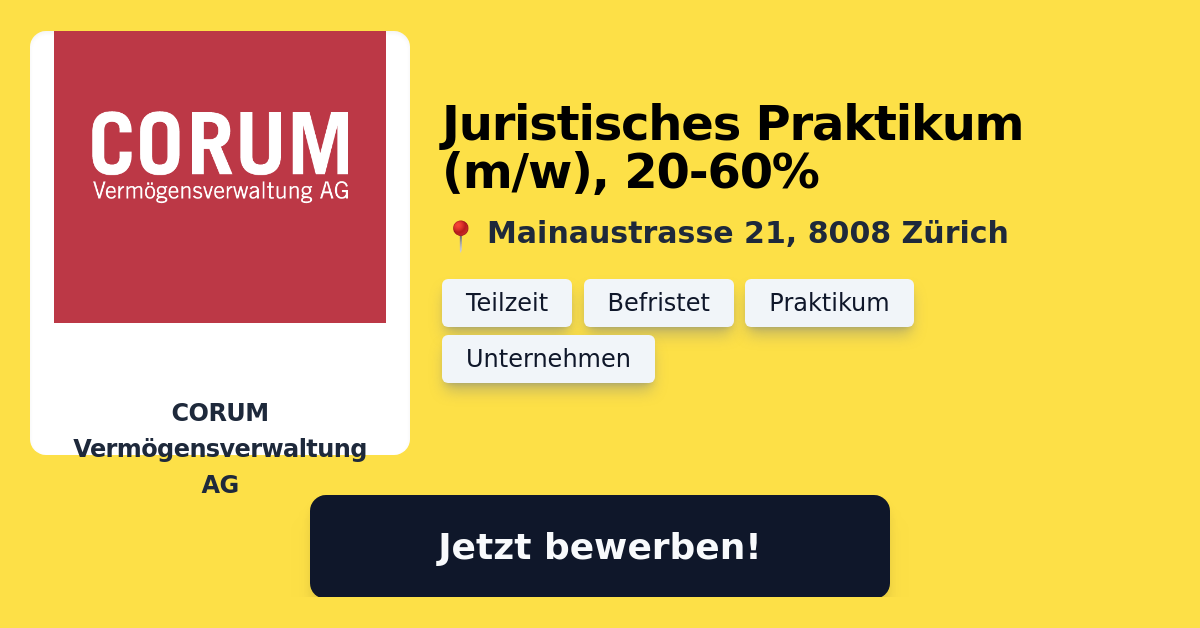 Juristisches Praktikum m w 20 60 bei CORUM Verm gensverwaltung AG