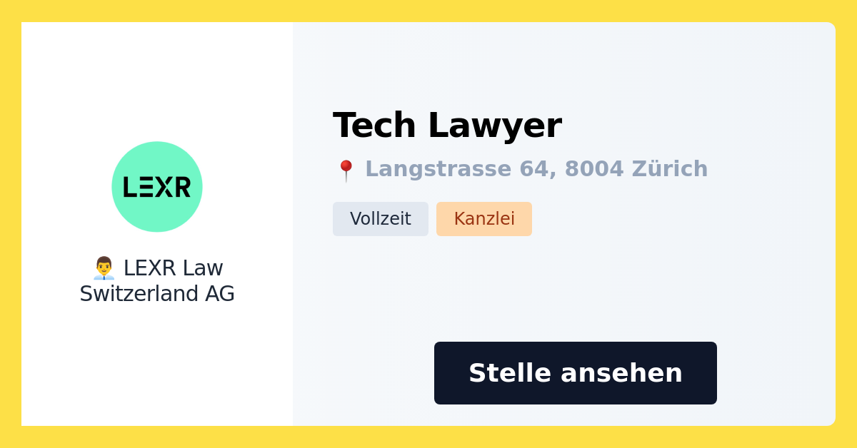 Tech Lawyer bei LEXR Law Switzerland AG