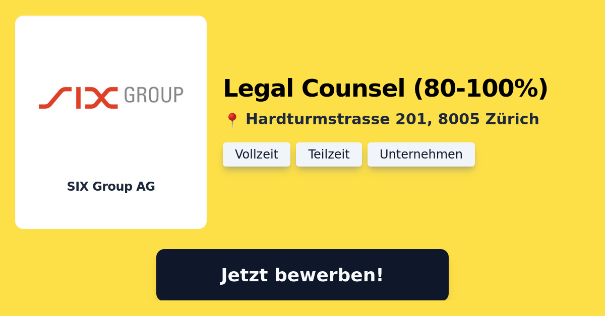Legal Counsel (80100) bei SIX Group AG